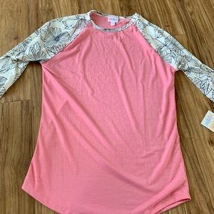 Pink and White Floral Lularoe Randy Top. Size S
